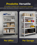 Scaffale Modulare con Struttura in Metallo e 4-5 Ripiani MDF Resistenti