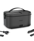 Scaldavivande elettrico Lunchy+ 3 in 1 da 80W in acciaio inox con doppia presa per casa e auto, contenitore 1,5L con posate incluse