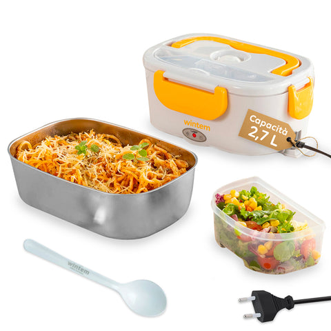 Hotbox Lunch Box Scaldavivande Elettrico 65W con Contenitori in Acciaio
