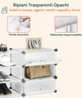 Scarpiera Multiuso 10 Ripiani Modulabili 40x17x10cm per Casa e Ufficio