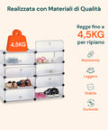 Scarpiera Multiuso 10 Ripiani Modulabili 40x17x10cm per Casa e Ufficio