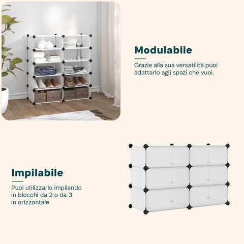 Scaffale Salvaspazio 10 Ripiani Impilabili Resistenti per Ogni Ambiente