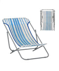 Sdraio beach pieghevole in acciaio e textilene a righe bianco/blu, dimensioni 70x72x45cm, ideale per giardino e spiaggia