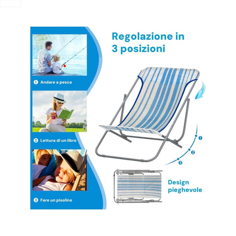 Sdraio con regolazione in 3 posizioni per pesca, lettura e pisolino, design pieghevole salvaspazio per trasporto facile