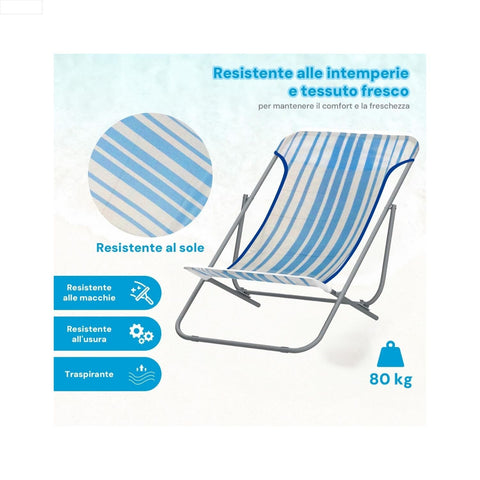 Sdraio resistente alle intemperie con tessuto fresco e traspirante, capacità di carico 80kg, resistente al sole e usura