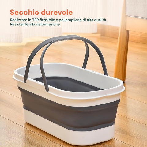 Avilia Secchio Pieghevole Salvaspazio in TPR Resistente con Manici e Design Compatto Richiudibile Ean 8056819050127