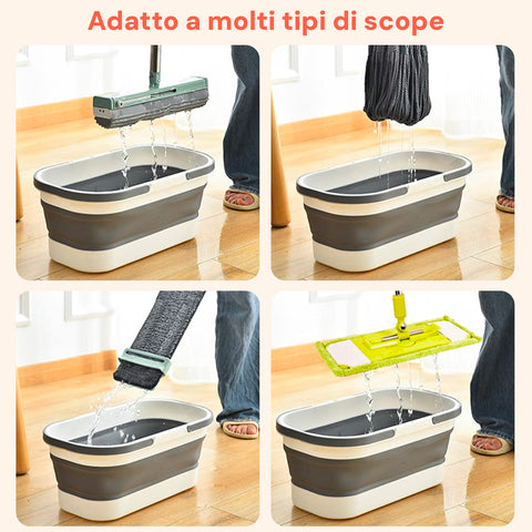 Avilia Secchio Pieghevole Salvaspazio in TPR Resistente con Manici e Design Compatto Richiudibile Ean 8056819050127