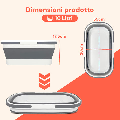Avilia Secchio Pieghevole Salvaspazio in TPR Resistente con Manici e Design Compatto Richiudibile Ean 8056819050127