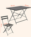 Set Koby Double Salotto Con Tavolo E 4 Sedie Pieghevoli In Metallo Antracite