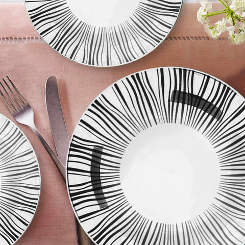 Avilia-Servizio Set 18 Piatti da Tavola in Porcellana Bianca Decorati Stile Union Moderni Ean-8056897153024