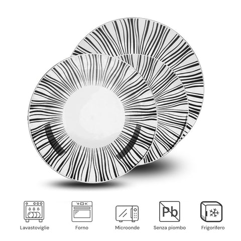 Avilia-Servizio Set 18 Piatti da Tavola in Porcellana Bianca Decorati Stile Union Moderni Ean-8056897153024