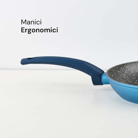 Avilia Padelle Antiaderenti Gaia Alluminio Blu con Fondo a Induzione Set 3 Pezzi con Manico Ergonomico Ean-8056819042856