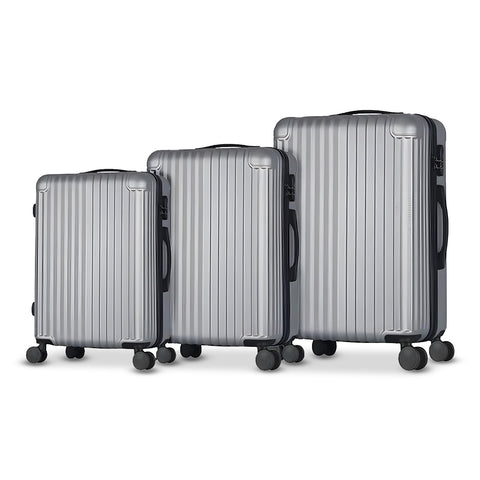 Set de 3 Trolleys avec Poignée Télescopique et Roues 56/66/76cm Argent