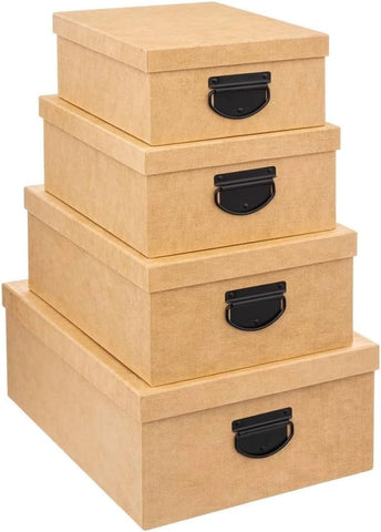 Scatole Organizer Effetto Juta con Manici in Set da 4 Formati