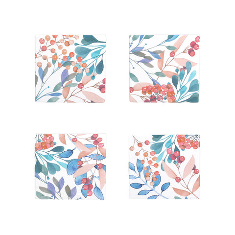 Sottobicchieri Floreali in Ceramica – Set 4 per Bevande Calde e Fredde