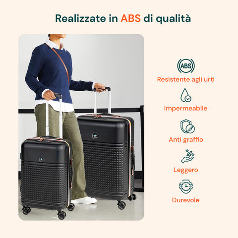 Set Valigie 3 Pezzi ABS – Trolley 55/66/76cm e Beauty Case
