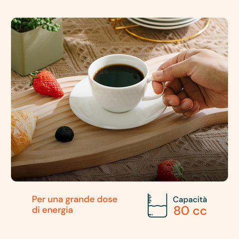 avilia set 6 tazze caffe in porcellana 80cc con piattino e decoro floreale in rilievo ean 8056897157367