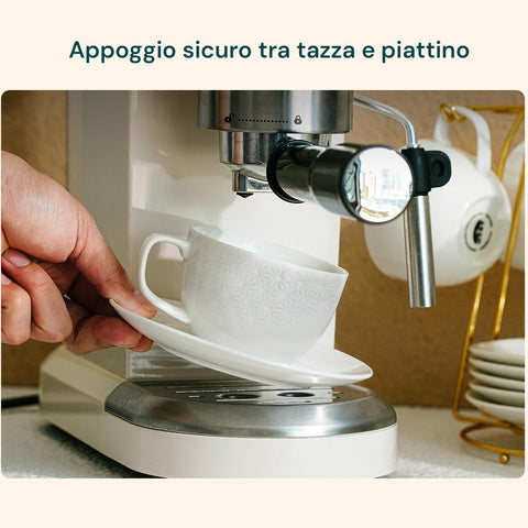 avilia set 6 tazze caffe in porcellana 80cc con piattino e decoro floreale in rilievo ean 8056897157367