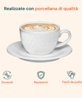avilia set 6 tazze caffe in porcellana 80cc con piattino e decoro floreale in rilievo ean 8056897157367