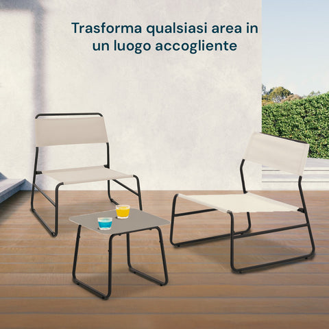 Set Cannes Salotto Con Tavolo In Vetro E 2 Poltrone