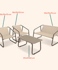 Set Nizza Salotto Con Tavolo In Vetro Divano E 2 Poltrone In Textilene Beige