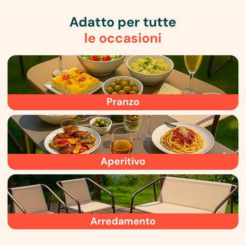 Set Nizza Salotto Con Tavolo In Vetro Divano E 2 Poltrone In Textilene Beige