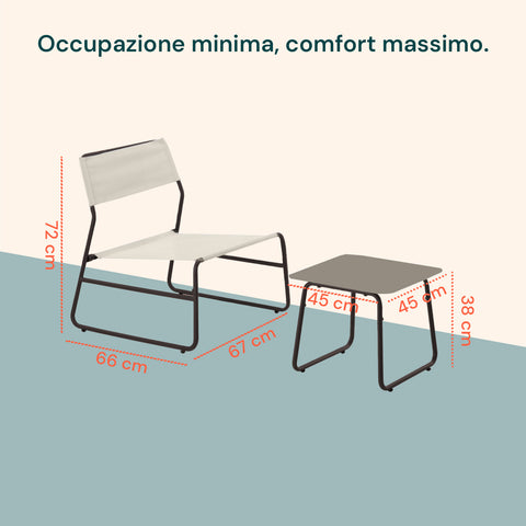 Set Cannes Salotto Con Tavolo In Vetro E 2 Poltrone