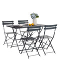 Set Koby Double Salotto Con Tavolo E 4 Sedie Pieghevoli In Metallo Antracite
