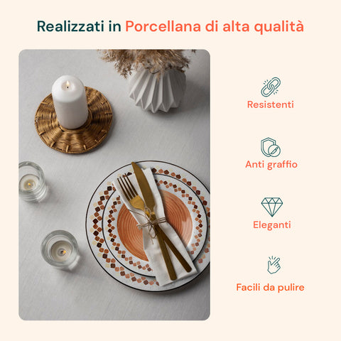 Servizio Piatti 18 Pezzi In Porcellana Decorazione Kalos Per 6 Posti Tavola
