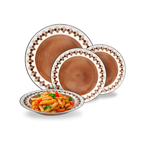 Service de Table 18 Pièces en Porcelaine Décoration Kalos pour 6 Personnes