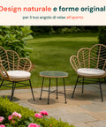 Set Fiji Salotto Con Tavolino In Vetro E 2 Sedie In Polyrattan