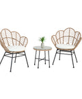 Set Fiji Salotto Con Tavolino In Vetro E 2 Sedie In Polyrattan