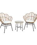 Set Fiji Salotto Con Tavolino In Vetro E 2 Sedie In Polyrattan