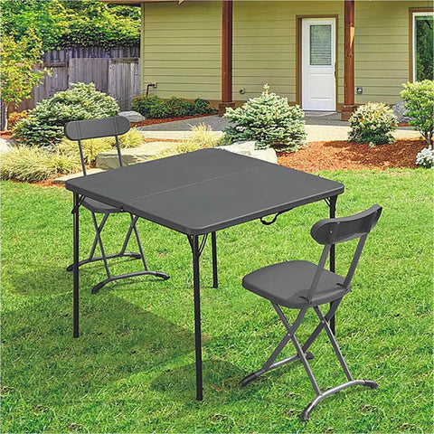 Set Tavolo Pieghevole a Valigetta con 4 Sedie in Acciaio Verniciato Antracite Horeca Ean-8023755053482