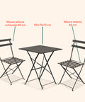 Set Koby Salotto Con Tavolo E 2 Sedie Pieghevoli In Metallo Antracite