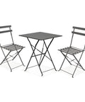 Set Koby Salotto Con Tavolo E 2 Sedie Pieghevoli In Metallo Antracite