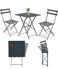 Set Koby Salotto Con Tavolo E 2 Sedie Pieghevoli In Metallo Antracite