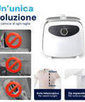 Soluzione unica per camicie di ogni taglia con altezza regolabile, asta telescopica per vestiti lunghi e zip espansibile