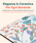 Sottobicchieri Floreali in Ceramica – Set 4 per Bevande Calde e Fredde