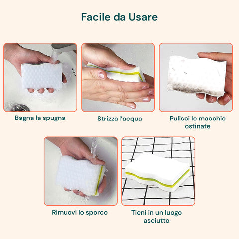 Set 3 Spugne Magic Eraser Multiuso Pulizia Profonda per Cucina, Forni, Bagno, Fornelli e Superfici Dure o Delicate Ean- 5053249244068