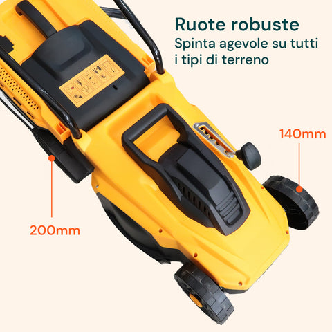 Tosaerba Elettrico 1400W a Spinta con Sacco 35L e 5 Altezze di Taglio