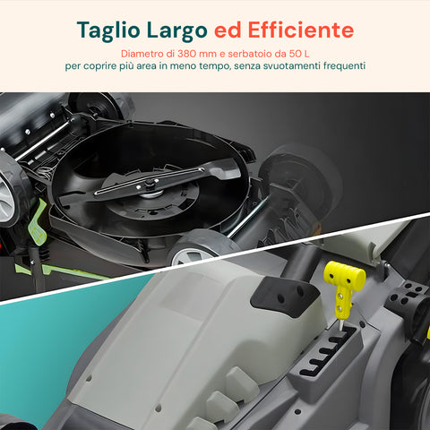 Tosaerba Elettrico 1600W con Regolazione Altezza, Motore AC e Ruote XL