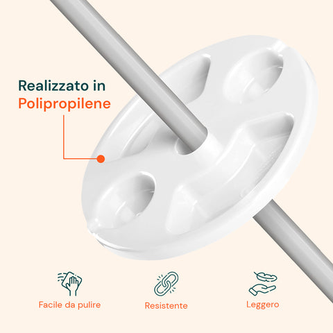 Tavolino per ombrellone realizzato in polipropilene PP resistente, facile da pulire e leggero, ideale per uso esterno