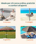 Tavolino per ombrellone versatile ideale per ogni ambiente esterno: terrazza, spiaggia, giardino e bordo piscina per comfort ovunque