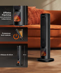 Wintem Termoventilatore Ceramico Uriel 2000W a Torre Portatile con Telecomando, Timer 12h, Protezione Anti Caduta ed Effetto Fiamma Ean-8052286431339
