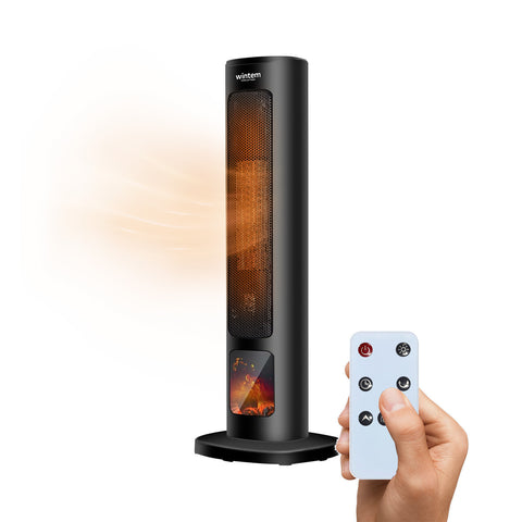 Wintem Termoventilatore Ceramico Uriel 2000W a Torre Portatile con Telecomando, Timer 12h, Protezione Anti Caduta ed Effetto Fiamma Ean-8052286431339