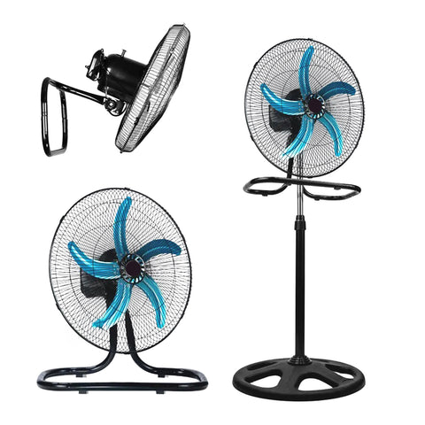 Ventilateur 3 en 1 de 50W mural, de table et sur pied avec pales en métal de 50 cm