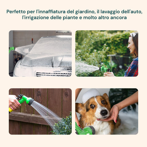 Mahuka Tubo Estensibile Da Giardino 15m Con Pistola Con 7 Regolazioni E Dispenser