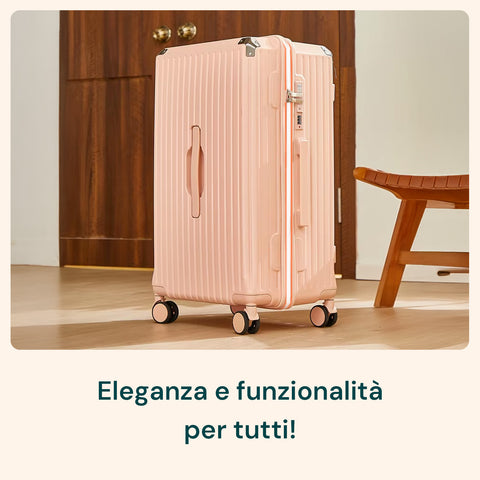 Valigie Trolley Rosa 56-66-76 cm in ABS con Doppie Ruote Girevoli