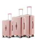 Valigie Trolley Rosa 56-66-76 cm in ABS con Doppie Ruote Girevoli